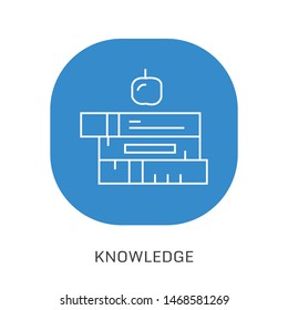 Web line icon. Apple on books, knowledge icon
