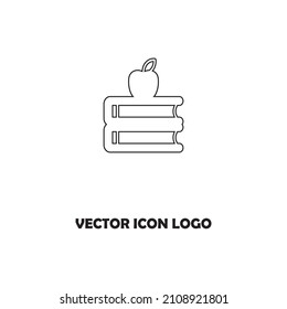 Web line icon. Apple on books, knowledge icon

