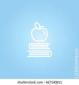 Web line icon. Apple on books, knowledge icon