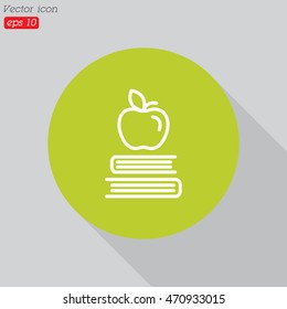 Web line icon. Apple on books, knowledge icon