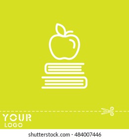 Web line icon. Apple on books, knowledge icon
