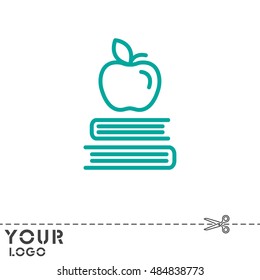 Web line icon. Apple on books, knowledge icon