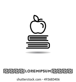 Web line icon. Apple on books, knowledge icon