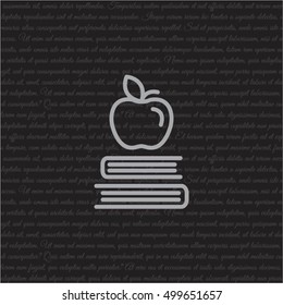Web line icon. Apple on books, knowledge icon