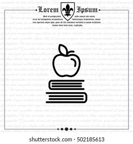 Web line icon. Apple on books, knowledge icon