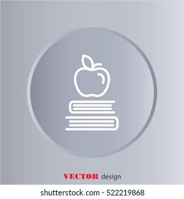 Web line icon. Apple on books, knowledge icon