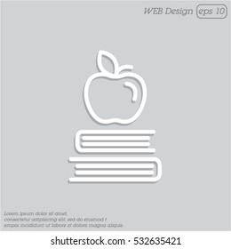 Web line icon. Apple on books, knowledge icon