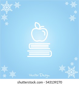 Web line icon. Apple on books, knowledge icon