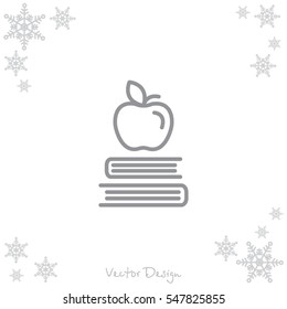 Web line icon. Apple on books, knowledge icon