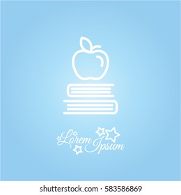 Web line icon. Apple on books, knowledge icon