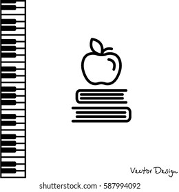 Web line icon. Apple on books, knowledge icon