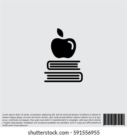 Web line icon. Apple on books, knowledge icon