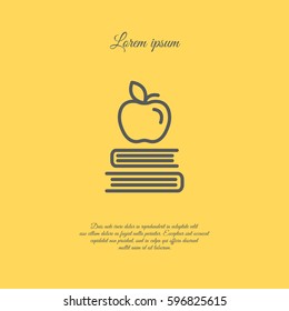 Web line icon. Apple on books, knowledge icon