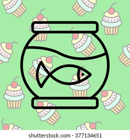 Web line icon. Aquarium.