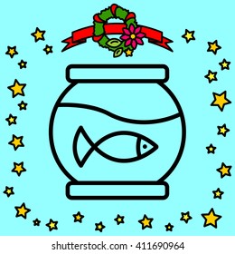 Web line icon. Aquarium.