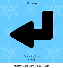 Web line icon. Arrow down -  left