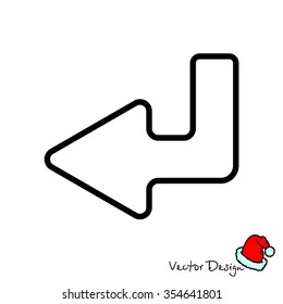 Web line icon. Arrow down -  left