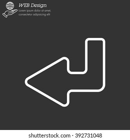 Web line icon. Arrow down -  left