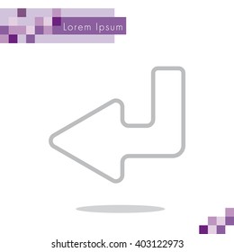 Web line icon. Arrow down -  left