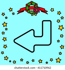 Web line icon. Arrow down -  left