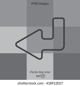 Web line icon. Arrow down -  left