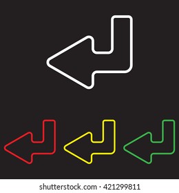 Web line icon. Arrow down -  left