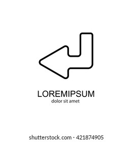 Web line icon. Arrow down -  left