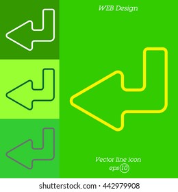 Web line icon. Arrow down -  left