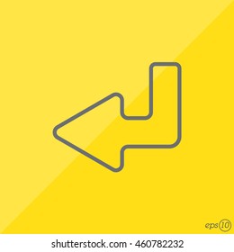 Web line icon. Arrow down -  left