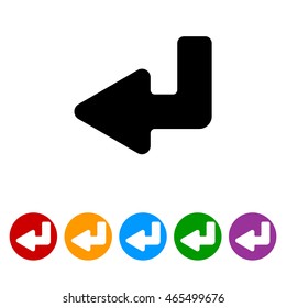 Web line icon. Arrow down -  left