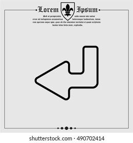 Web line icon. Arrow down -  left