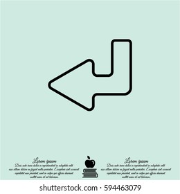 Web line icon. Arrow down -  left