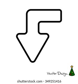 Web line icon. Arrow left-down