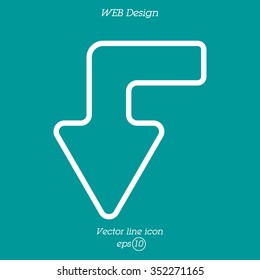 Web line icon. Arrow left-down