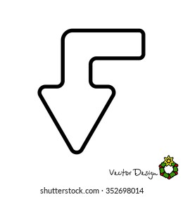 Web line icon. Arrow left-down
