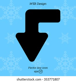Web line icon. Arrow left-down