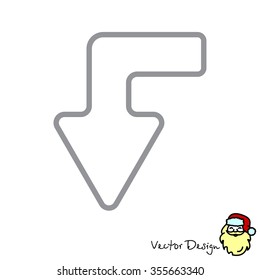 Web line icon. Arrow left-down