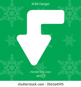Web line icon. Arrow left-down