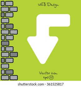 Web line icon. Arrow left-down