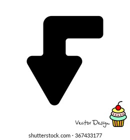 Web line icon. Arrow left-down