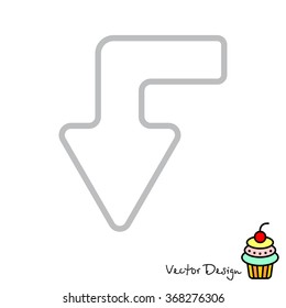 Web line icon. Arrow left-down
