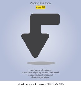 Web line icon. Arrow left-down