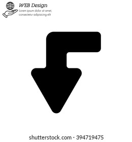 Web line icon. Arrow left-down
