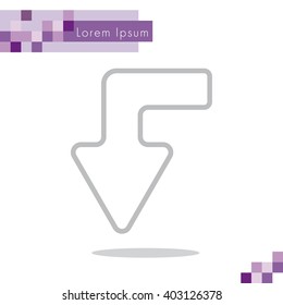 Web line icon. Arrow left-down