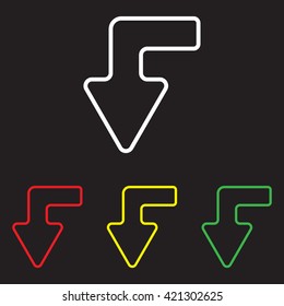 Web line icon. Arrow left-down