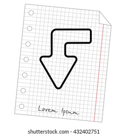 Web line icon. Arrow left-down