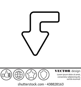 Web line icon. Arrow left-down