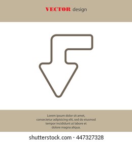Web line icon. Arrow left-down