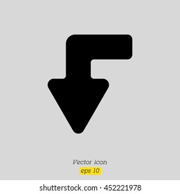 Web line icon. Arrow left-down