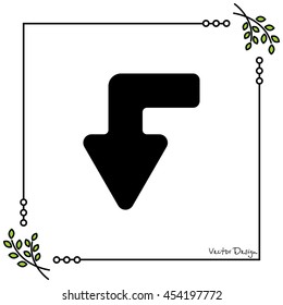 Web line icon. Arrow left-down